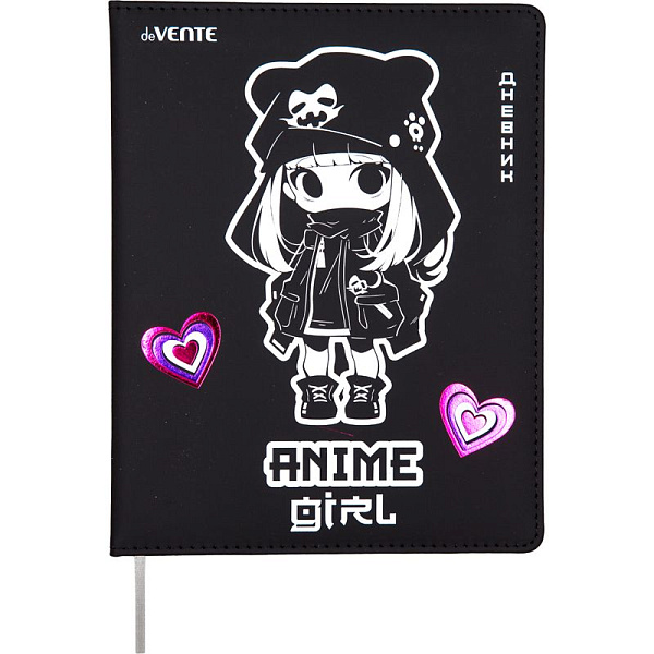 Дневник 1-11 кл. 48 л. "deVENTE. Anime Girl" тв. обложка из искусственной кожи с поролоном, шелкогра