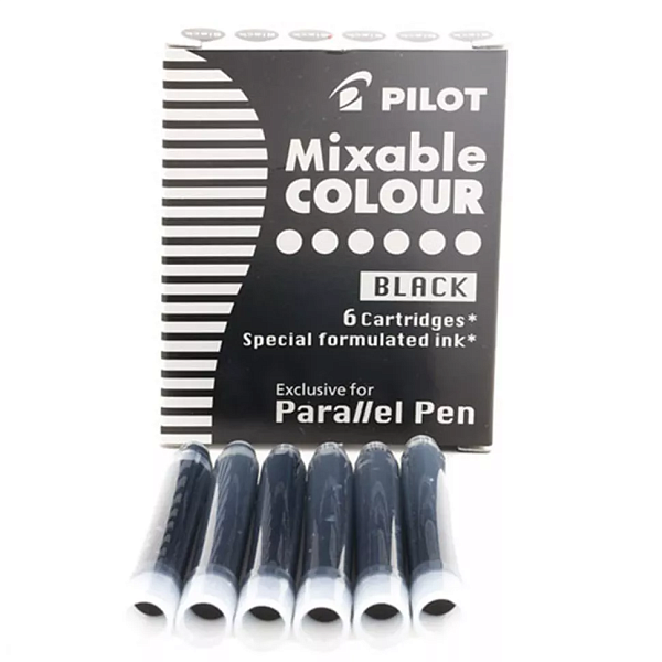 Картриджи 6 шт. для каллиграфических ручек Pilot  Parallel Pen, цвет чернил черный