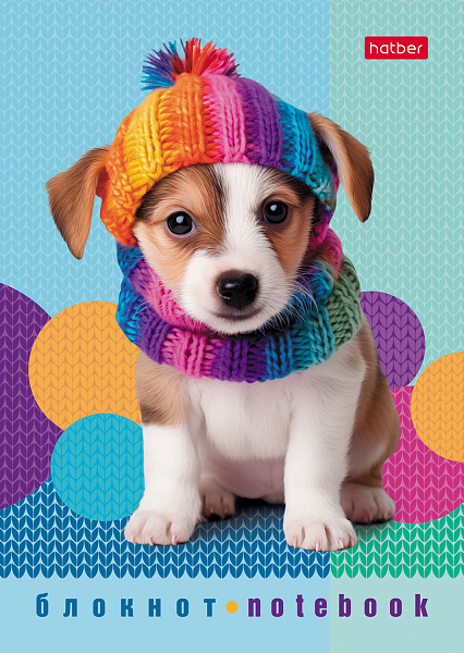 Блокнот А6 24 л. кл. "Песики и котики" на скобе Обл. мел.бумага глянц. ламин. 8 дизайнов в блоке