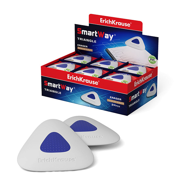 Ластик с пластиковым держателем ErichKrause SmartWay® Triangle (в пакете с европодвесом) (в коробке