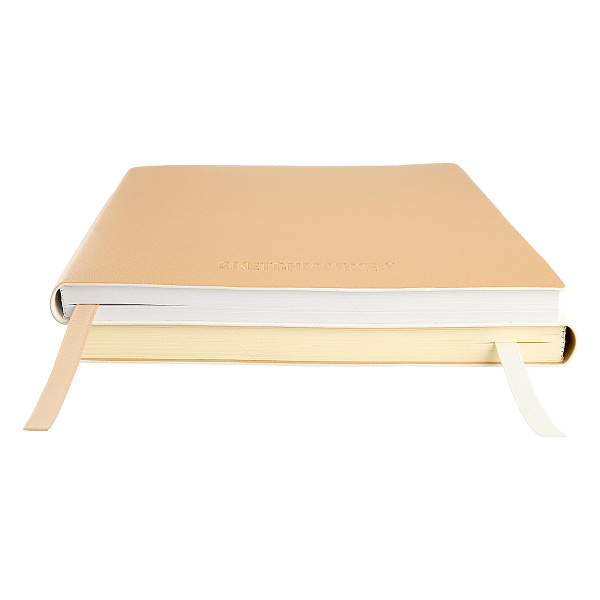 Скетчбук Sketchmarker Graphic&Ink, два в одном, мягкая обложка белая/бежевая, 12x12 см, 140г/м2, 60 л., бумага кремовая/ 200г/м2, 40 листов, бумага белая