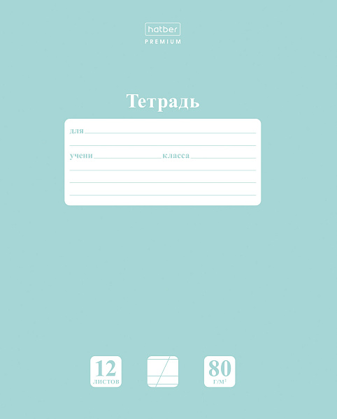 Тетрадь 12 л. кос. лин. NEWtone PASTEL Зеленый нефрит Класс "A" 80гр/кв.м скругл.углы "Premium"