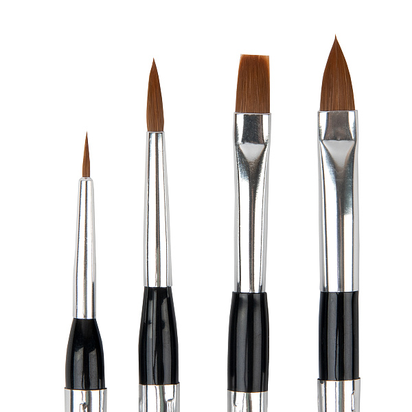 Набор кистей "VISTA-ARTISTA" Travel набор колонок микс  4 шт. короткая ручка круглая  № 1; круглая №4; овальная №8; плоская №6