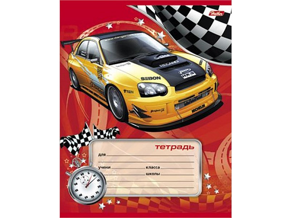 Тетрадь 12 л. кос. лин. "Спортивные авто"