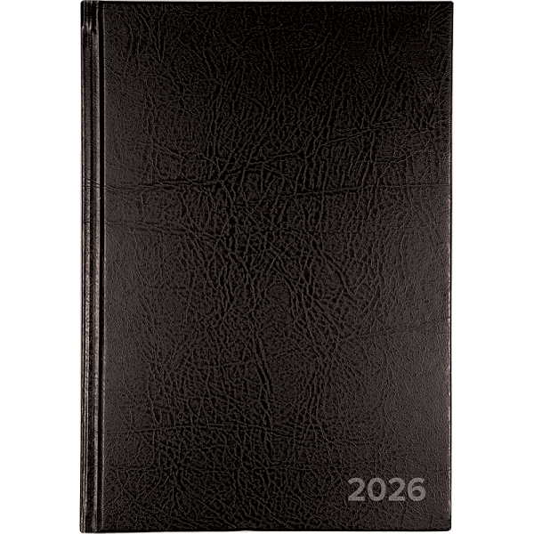 Ежедневник датированный 2026 "Attomex" A5 (140x210 мм) 336 стр, офсет 60 г/м², твердая обложка из бумвинила, тиснение фольгой, черный