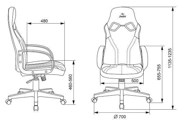 Кресло игровое Zombie RUNNER черный/зеленый эко.кожа крестов. пластик