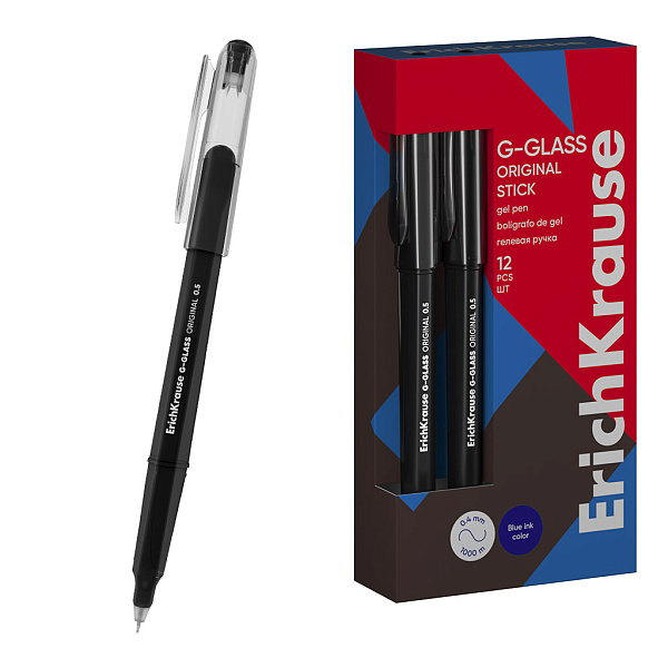Ручка гелевая 0,5 мм ErichKrause G-Glass Stick Original ЧЕРНАЯ (в коробке по 12 шт.)