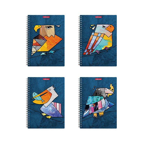 Тетрадь с пластиковой обложкой на спирали ErichKrause Birds, ассорти, А5, 80 л. кл. 