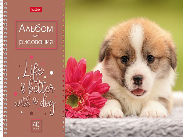 Альбом д/рис. 40 л. на гребне "Doggie-Щенки" перфорация на отрыв 4 диз.в блоке