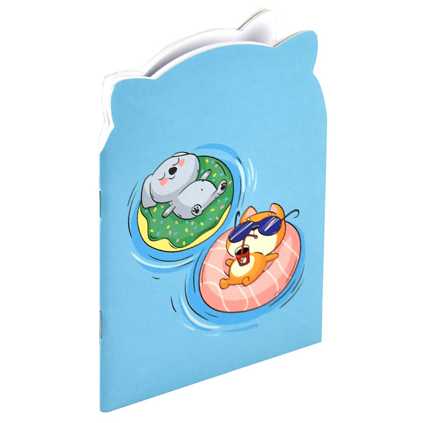 Блокнот 120*170 32 л. лин. "ОТДЫХ" /фигурная вырубка, мягкий переплёт (2 скобы). вн.блок - белый офсет, Обложка - мелованный картон 190 г/м², матовая ламинация/