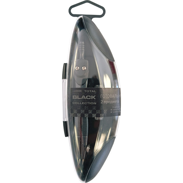 Готовальня 2 пр. "deVENTE. TOTAL BLACK" цвет черный (циркуль, грифель в пенале)