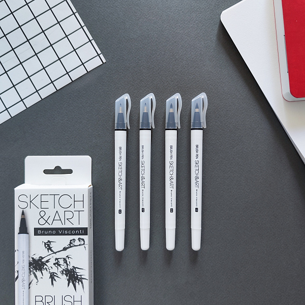 Набор ручек "SKETCH&ART" 4 штуки браш (кисти)
