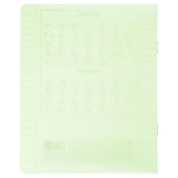 Тетрадь 12 л. лин. Пластиковая обложка "Зеленая"  65г/кв.м