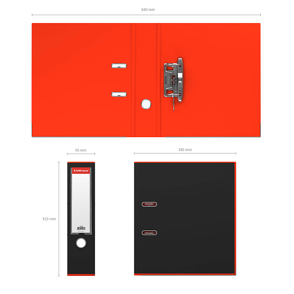 Папка-регистратор 70 мм ErichKrause®, Accent, красный разборная 