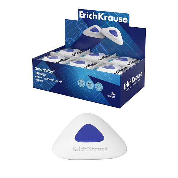 Ластик с пластиковым держателем ErichKrause SmartWay® Triangle (в пакете с европодвесом) (в коробке