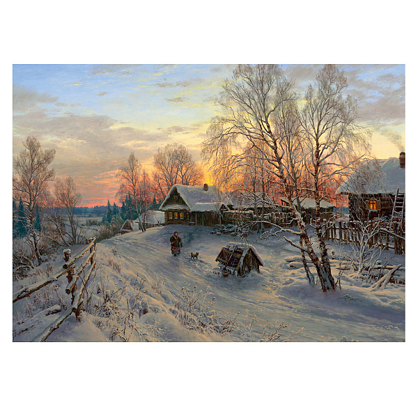 Пазл Премиальная коллекция 2000 эл. "Зимний вечер в деревне" "ФРЕЯ"