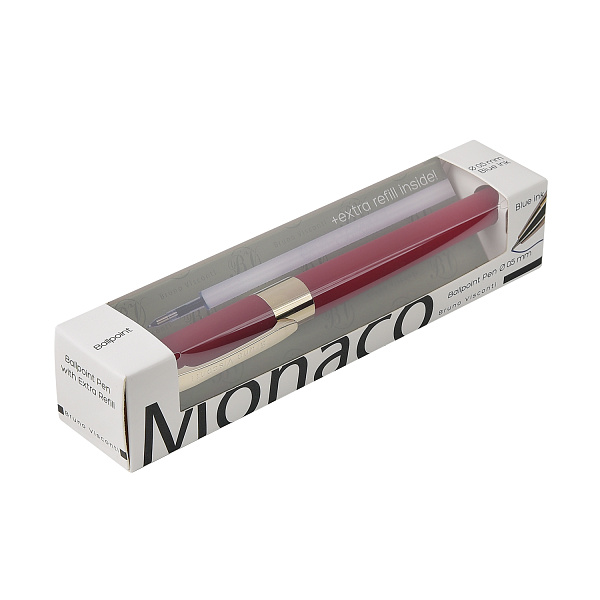 НАБОР: РУЧКА "MONACO" ШАРИКОВАЯ 0.5 ММ, СИНЯЯ (бордовый корпус) С ДОПОЛНИТЕЛЬНЫМ СТЕРЖНЕМ (10702070/100224/3059312,КИТАЙ)