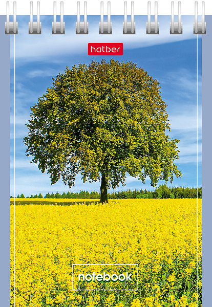 Блокнот А7 40 листов в клетку на гребне, "Великолепные пейзажи", обложка мелованный картон, 60 г/м2