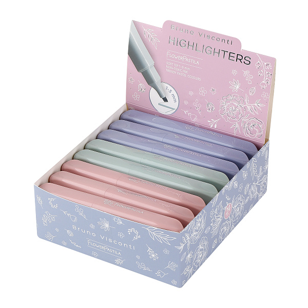 Маркер-текстовыделитель "FLOWER MARKER PASTILA", РОЗОВЫЙ/МЯТНЫЙ/СИРЕНЕВЫЙ, МОРАНДИ, В ДИСПЛЕЕ