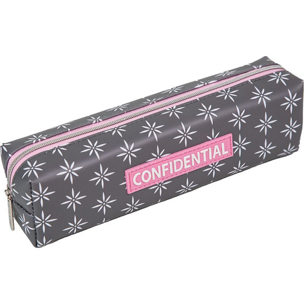 Пенал "deVENTE. Confidential" 21x5x4,5 см, прямоуг.для 30 пр.матовая иск.кожа с дизайном, на молнии