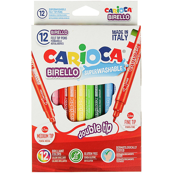 Фломастеры 12 цв. Carioca   Birello  двусторонние 