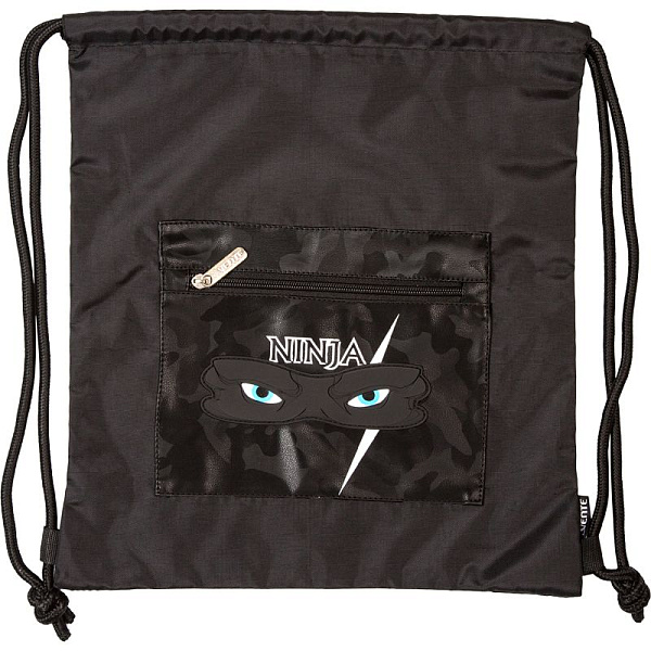 Сумка для сменной обуви "deVENTE. Ninja" 35x40 см, внешний карман на молнии, плотная водоотталкивающая ткань и антивандальная искусственная кожа до -40C, на толстой веревочной завязке