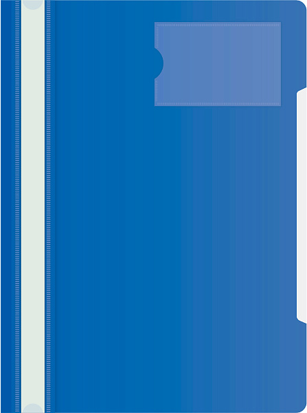 Скоросшиватель А4 с карманом для ВИЗИТКи синий  Бюрократ