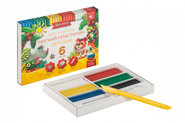 Пластилин 6 цв. детский повышенной мягкости