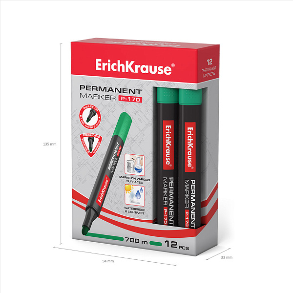 Маркер перм. ErichKrause®  P-170 ЗЕЛЕНЫЙ