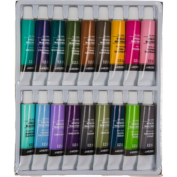 Масло "deVENTE" 36 цветов по 12 мл, в алюминиевых тубах, в картонной коробке