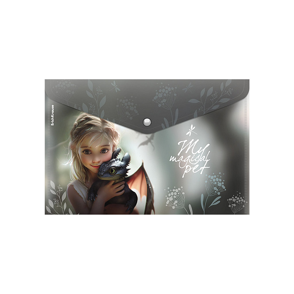 Папка-конверт на кн. А4 ErichKrause Magic Pet, пластиковая, ассорти (в пакете по 12 шт.)