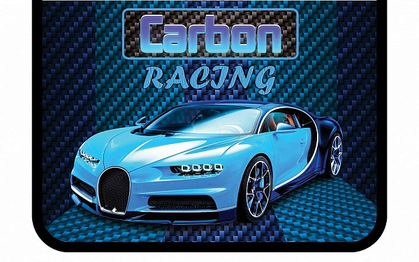 Папка для труда А4 молния вокруг "CARBON RACING" печать на пластике