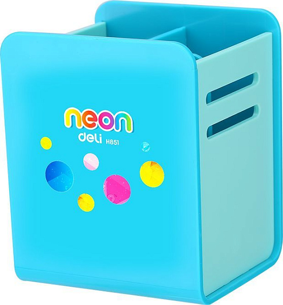 Подставка Deli Neon для пишущих принадлежностей 80x85x105мм ассорти пластик