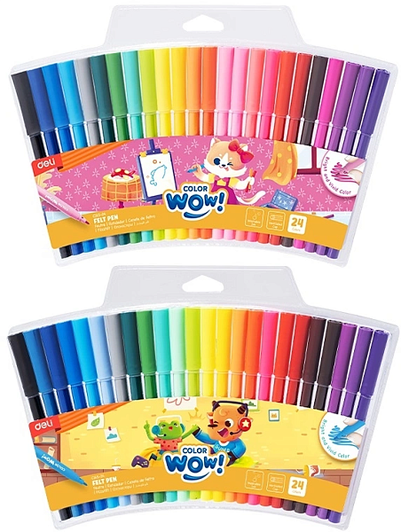 Фломастеры 24 цв. Deli Colorwow круг. пулевидный пиш. наконечник вентилир. смываемые