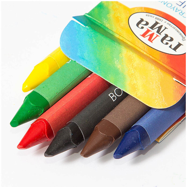 Мелки восковые 6 цветов Гамма "Классические", треугольные, картонная коробка