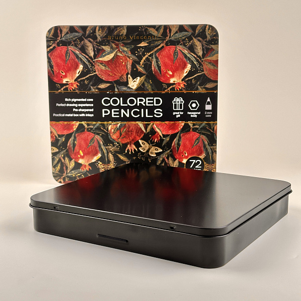 Карандаши 72 цв. "FLORA.ГРАНАТ" В МЕТАЛЛИЧЕСКОЙ КОРОБКЕ,