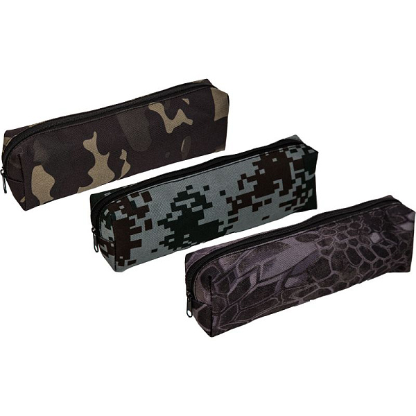 Пенал "Attomex. Camouflage" 20x7x3,5 см, прямоугольный для 50 предметов, на молнии, текстильный с рисунком, ассорти 3 дизайна
