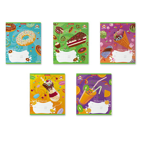 Тетрадь 24 листа в линию "Сладости" MIX-PACK ErichKrause®