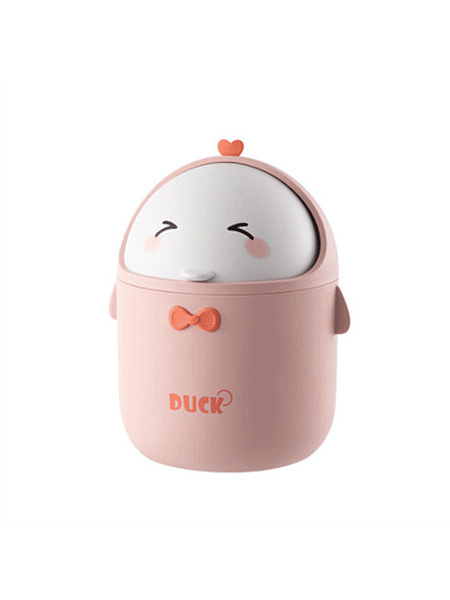 Контейнер для мусора настольный "deVENTE. Kawaii" 12x12x20 см с крышкой, пласт, овальной, розовый, в пластиковом пакете 