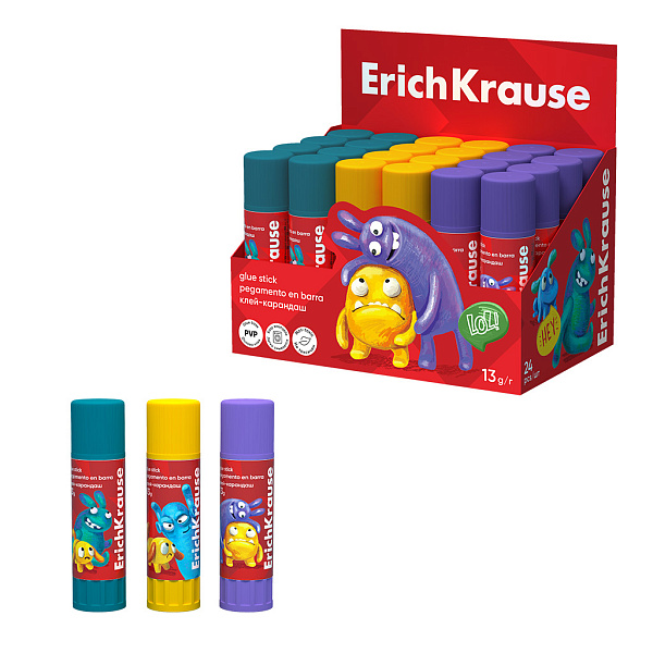Клей-карандаш 13 г ErichKrause EasyStick Jolly Friends, 