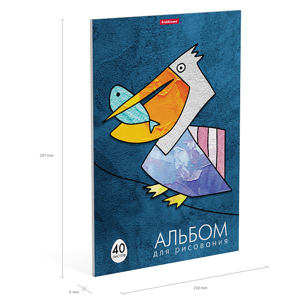 Альбом д/рис. 40 л. на клею ErichKrause Birds, А4, 