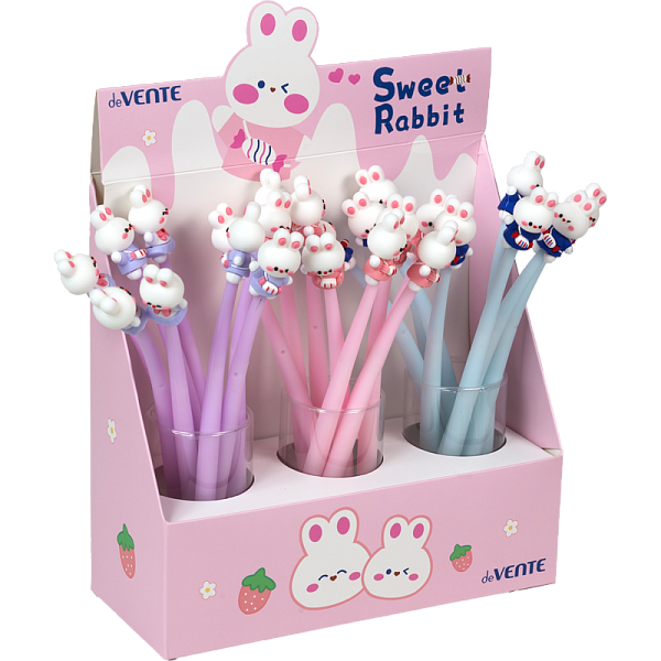 Ручка шариковая 0,7 мм deVENTE. Sweet Rabbit СИНЯЯ силиконовая с декор. элем.гибк.корп.маслянная