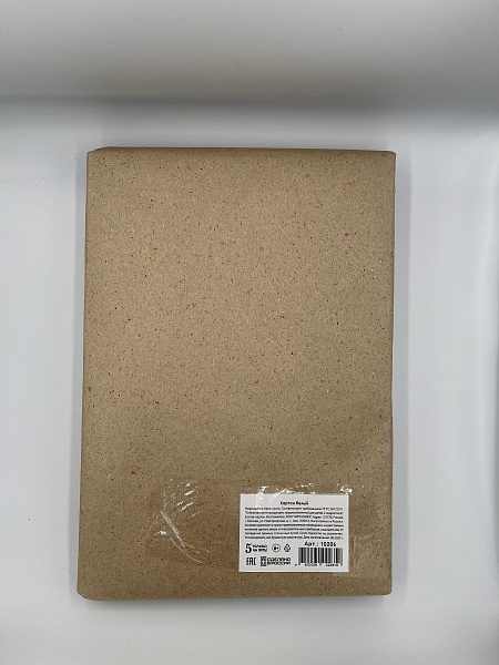 Картон белый Немелованный А3, 100 листов, ДВУХСТОРОННИЙ, 260 г/м (30*42см) 0.35мм, в крафт-бумаге