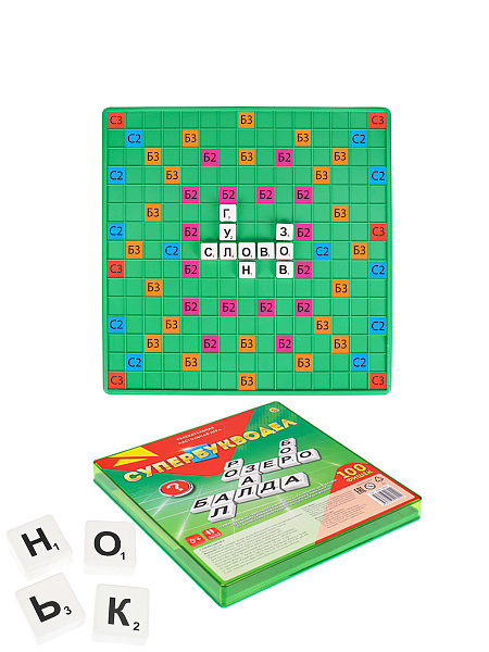 Игра развивающая ИГРА В СЛОВА "СУПЕРБУКВОДЕЛ" 100 фишек (Scrabble)  "Рыжий кот"