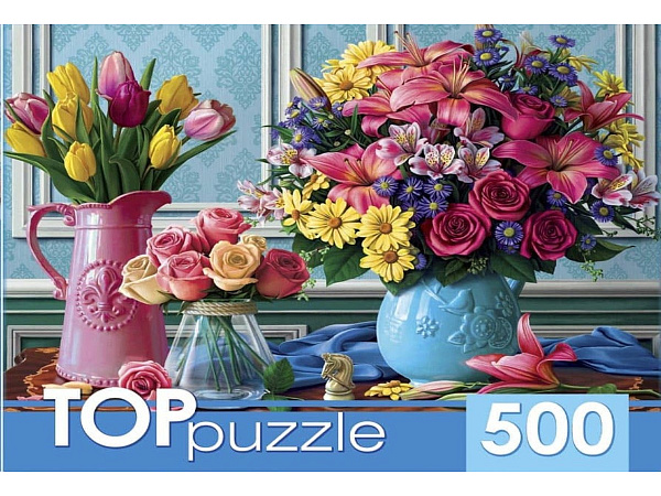 Пазлы 500 эл. "Вазы с яркими цветами" TOPpuzzle