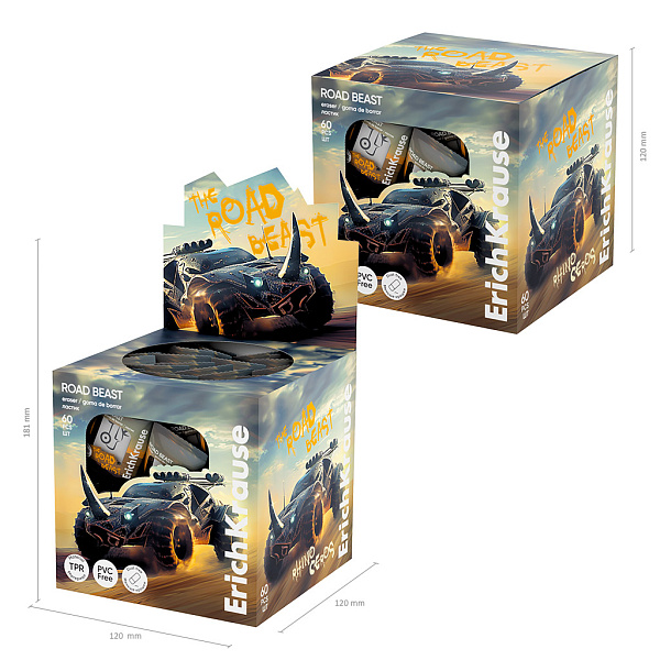 Ластик ErichKrause Road Beast (в коробке по 60 шт.)