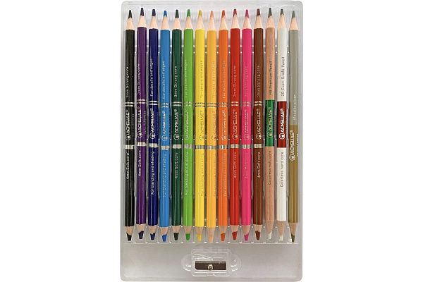 Карандаши 15 цв. ACMELIAE двусторонних  + точилка, в картонном футляре,