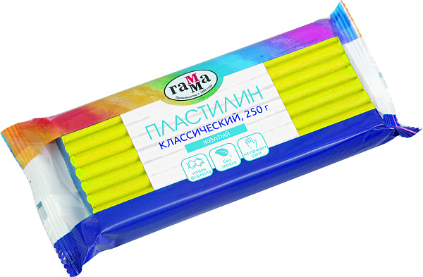 Пластилин 250 г, Гамма "Классический", жёлтый, в пакете