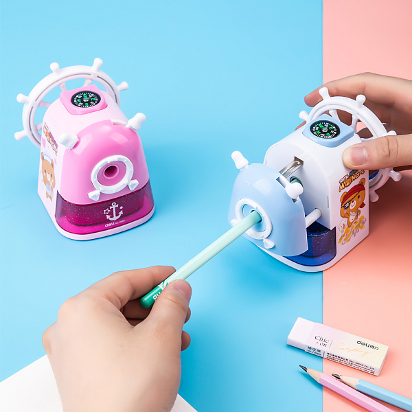 Точилка д/каранд. механическая Deli Sailor 1 отв. пластик ассорти 