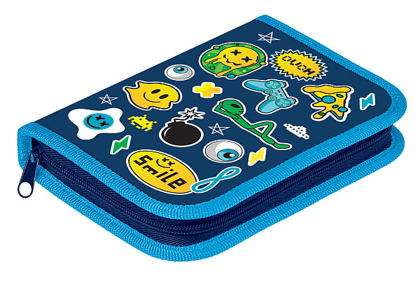 Пенал 1секц.+ств. 190*130 Hatber "Стикеры" на молнии мат.ламин. 3D фольга  с табл.умнож